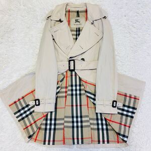 【美品/現行品/XL】バーバリーロンドン BURBERRY LONDON 白タグESTABLISHED トレンチコート ベルト ノバチェック メガチェック ベージュ