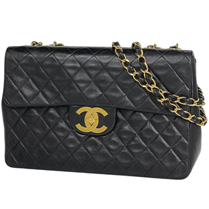 シャネル CHANEL デカ マトラッセ シングルフラップ チェーン ショルダーバッグ ココマーク Ｗチェーン レザー A01094 レディース 【中古】