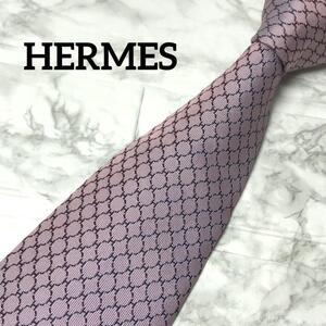 1円　未使用級　HERMES エルメス ネクタイ　H柄　ファソネ　スーツ　ビジネス　シャツ　カフス