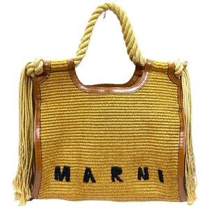 MARNI マルニ SUMMER MARCEL MEDIUM サマーバッグ ハンドバッグ トートバッグ ロゴ ラフィア フリンジエッジ ブラウン