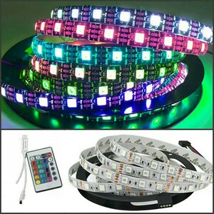 約10cm 16色フルカラー 防水 SMD5050 LEDテープ 12v 配線付き 1本〈オーダー可能！〉【24キーリモコン付き！】RGB 白ベース 約11.2cm