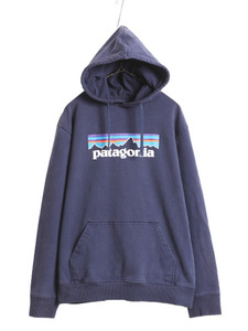 19年製 パタゴニア プリント スウェット フード パーカー メンズ L / Patagonia トレーナー プルオーバー フィッツロイ アウトドア 裏起毛