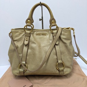 Dz798662 ミュウミュウ ハンドバッグ 2way ショルダーバッグ RN0685 ベージュ レディース MIUMIU 中古