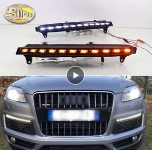 2 個アウディ Q7 2006 2007 2008 2009 黄色ターンシグナル機能車 DRL 防水 12 V LED 昼間実行ランプ電球