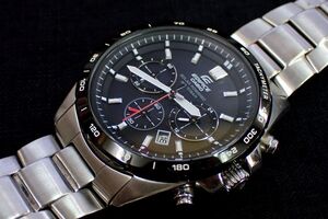 ▲腕時計181 美品 CASIO カシオ EDIFICE エディフィス▲動作品/電波ソーラー/EFR-518SBBJ/ブラック文字盤/純正ベルト/消費税0円