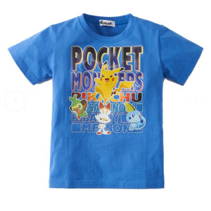 ポケットモンスター ポケモン 半袖 Tシャツ カットソー ピカチュウ ヒバニー サルノリ メッソン ブルー 120cm 子供 キッズ