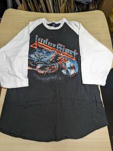 【服飾】 ビンテージ レア Tシャツ バンド 当時物? JUDAS PRIEST ジューダスプリースト M 白黒 七分袖