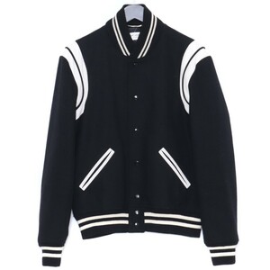 SAINT LAURENT Teddy Jacket サイズ48 ブラック 354718 Y180W サンローラン テディジャケット スタジャン スタジアムジャンパー レザー