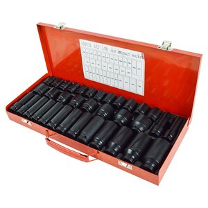 【送料無料】インパクト ソケット 35pcs 差し込み 1/2インチ 12.7mm ディープ 15種 ショート 20種 セット 六角 エアー 電動 ケース付き