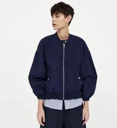 新品☆ZARA ザラ 裾シャツ付きジャケット M navy