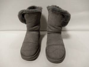 アグ：UGG Australia♪グレー:折り返しボア:ムートンショートブーツ＊サイズ36＝22センチ