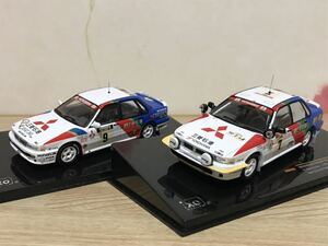 送料無料　1/43 三菱 ギャラン VR-4 ラリーカー ミニカーセット　イクソ ixo MITSUBISHI GALANT EVO RALLY CAR 旧車 当時物