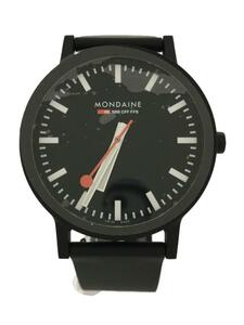 MONDAINE◆クォーツ腕時計/アナログ/ラバー/BLK/BLK/SS/SBB CFF FFS