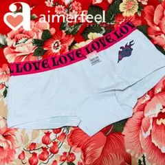 ★aimerfeel★LOVEハート柄プリントショーツ★パンツ下着★ホワイトM★