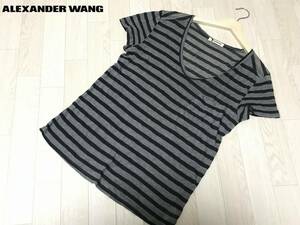 正規 T by Alexander Wang 半袖Tシャツ ボーダー XS カットソー エストネーション アレキサンダーワン 1904-124