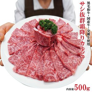 サシ抜群霜降りカルビ黒毛和牛・国産牛・交雑牛使用 500g 冷凍 お歳暮 お中元 ギフト 黒毛和牛 牛肉 松阪牛　サイコロステーキ お取り寄せ