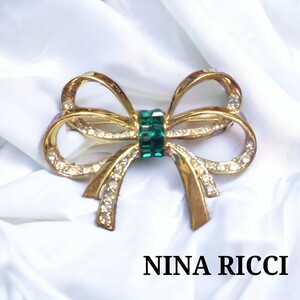 NINA RICCI ニナリッチ ダブルリボン ブローチ 