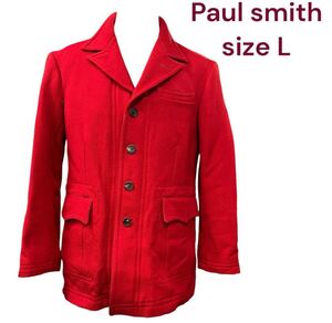 美品　Paul smith 印象的な赤い綺麗目　ジャケット　L Paul smith M4I578 コート　 ウール