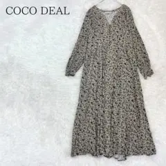 COCODEAL レーヨンVネック小花柄ロングワンピース ココディール