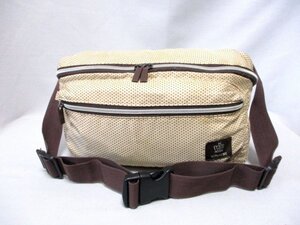 【P239】HUSHUSH/ハッシュアッシュ◇ボディバッグ　ベージュ　ドット柄　ナイロン　W30cm