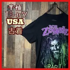 M ロブゾンビ ロック メタル バンT ブラック メンズ 古着 半袖 Tシャツ