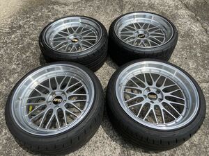 BBS LM シルバー　10.5J+20 4本　LM239 Nittoタイヤ　ブラックキャップ　114.3