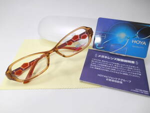 赤字３千円～★ＨＯＹＡブルーライトカットＰＣレンズ付き老眼鏡●miss UNIVERSE japanプラ・クリアライトブラウン／金手