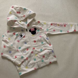 新品【babyGAP】100　ミニーマウス　ドット柄　パーカー　トレーナー　ミニーちゃん　定価4290円