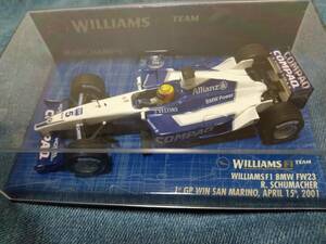 1/43 MINICHAMPS 2001年サンマリノGP ウィリアムズF1 BMW FW23#5 R・シューマッハ　1st GP win 【チビシールなし】