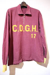 05AW 即決 COMME des GARCONS HOMME コムデギャルソンオム C.D.G.H.17 ロゴパッチ装飾 ハーフジップ 長袖ゲームシャツ フットボールシャツ