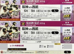 6月9日(日)阪神vs西武 レフト外野指定席2席　阪神甲子園球場　交流戦　Family with Tigers day!