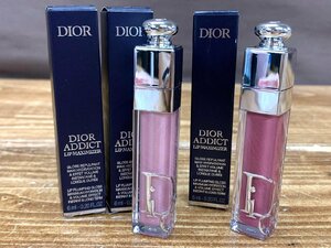 【W5-0282】未使用 新品 Dior Addict/ディオールアディクト リップグロス 3本セット 各6mg/068/066x2/東京引取可【千円市場】