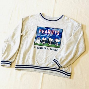 PEANUTS　SNOOPY/スヌーピー　プリント スウェット トレーナー　グレー