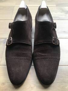 JOHN LOBB Philip II Double Buckle Dark Brown Suede サイズ6E ジョンロブ フィリップ2 ダブルバックル ダークブラウンスエード