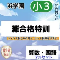 浜学園　小３　灘中合格特訓　算数　国語　確認テスト