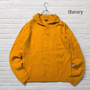 theory セオリー　メンズ　ニット　セーター　衿付き　ケーブルニット　ウール　プルオーバー　襟付きニット　長袖　美品　サイズ40