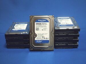 ■Western Digital■3.5インチHDD■ 500GBｘ 8台セット【計4TB (4000GB)】■WD Blue■WD5000AZLX■CrystalDiskInfoの検査：正常■w11