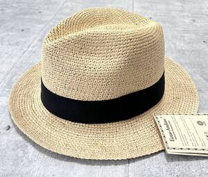 新品 Ecua-Andino 中折れ ハット ハンドメイド エクアアンディーノ　　帽子 パナマハット HAT 天然素材 ブラックリボン 玉9815