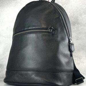 極美品 大容量 COACH コーチ メンズ A4可 ビジネス リュック ウエスト プベルドレザー 本革 ブラック A4可 バックパック デイパック