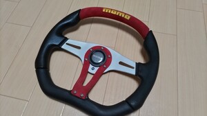 (中古品)モモ MOMO ステアリング TREK トレック レッド 35Φ ホーンボタン有 カスタムに ハンドル 社外 送料無料 ドリフト