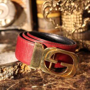 GUCCI GG LOGO BUCKLE LEATHER BELT/グッチGGロゴバックルレザーベルト