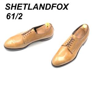 即決 未使用 SHETLANDFOX シェットランドフォックス 24.5cm 6.5 001F メンズ レザーシューズ プレーントゥ 茶 ブラウン 革靴 皮靴 ビジネス