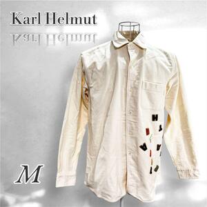 Karl Helmut カールヘルム　シャツ　長袖　M ワッペン　白　日本製 　3455 569