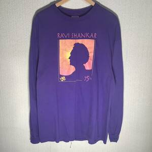 当時もの 1995 シタール奏者 Ravi Shanker 生誕75周年 ヴィンテージ Tシャツ Hanes製 XL インド民謡 80s 90s ロック ビートルズ 