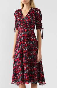 新品送料無料US0/7号～9号Diane von Furstenberg Eleonora Crinkle Chiffon Dressダイアンフォンファステンバーグシルクフラワーワンピース