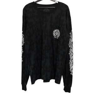 【中古】 CHROME HEARTS クロムハーツ グレイブヤード セメタリークロス 長袖Tシャツ Mサイズ ブラック トップス 24034715DS