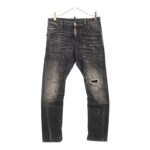 DSQUARED2 ディースクエアード SEXY TWIST JEAN セクシーツイスト ペイント加工 ストレッチ ストレートデニムパンツ S71LB0916 ブラック