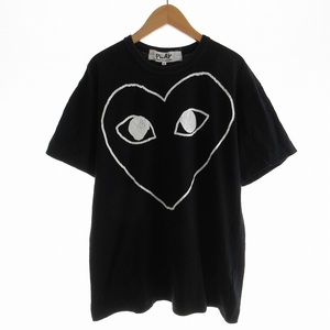 プレイコムデギャルソン PLAY COMME des GARCONS Tシャツ カットソー ロゴ プリント クルーネック 半袖 L 黒 AZ-T126