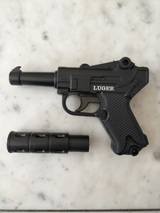 ルガー　LUGER　パンサー　PANSER　AUTOMATIC MODEL P-08　サイレンサー付き　日本製　プラスチック製　トイガン　モデルガン　希少　美品