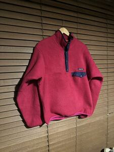 パタゴニア patagonia フリース スナップT シンチラスナップ プルオーバー ボアパイル S レッド ピンク 蛍光